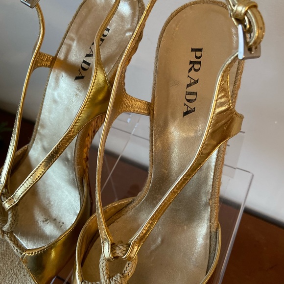 Prada gold wedge sandals - Picture 3 of 9